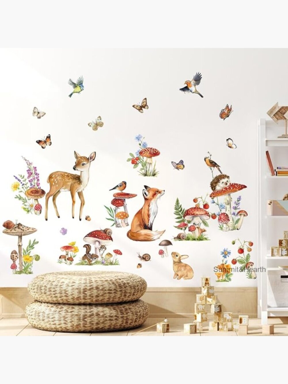 Woodland Animal Wall Decals, 9 Sheets, Peel & Stick Nursery Decor